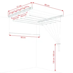 Torkställning Takhängd 90 x 51 cm - 5,4 m