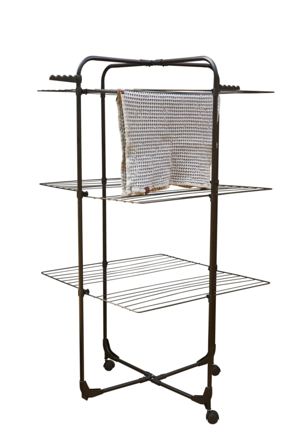 Torkställning på hjul Svart 68 x 68 x 133 cm