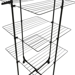 Torkställning på hjul Svart 68 x 68 x 133 cm