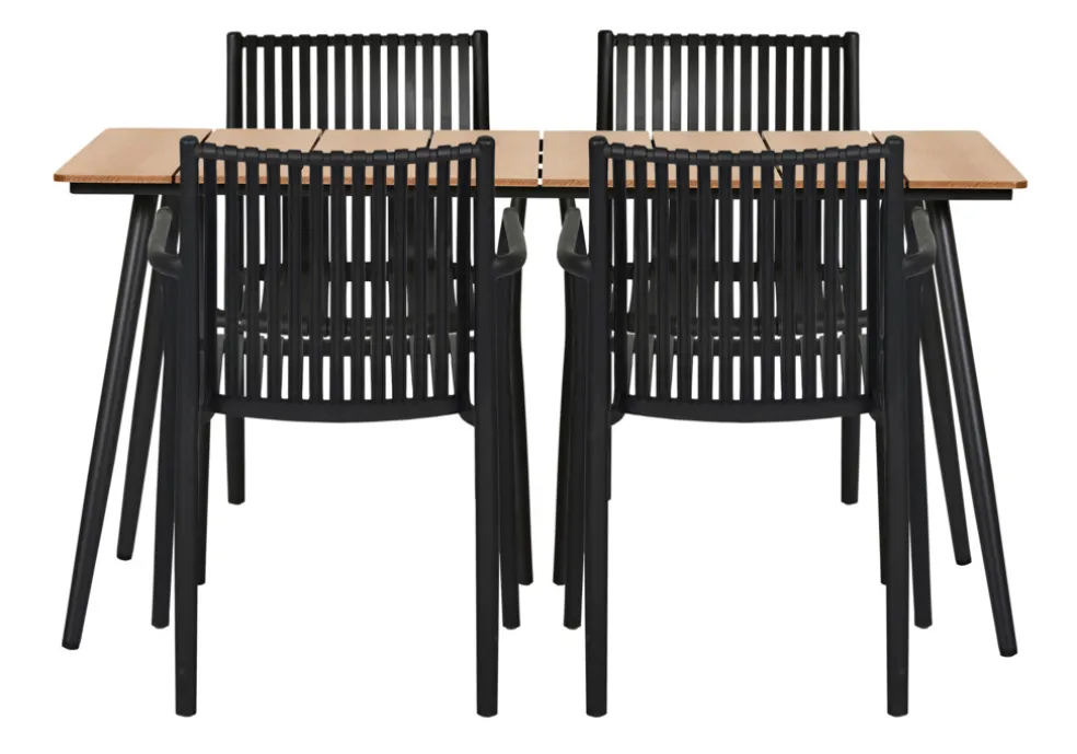 Trädgårdsbord Beijing 148 x 85 x 74 cm Svart/Teak Sunlife