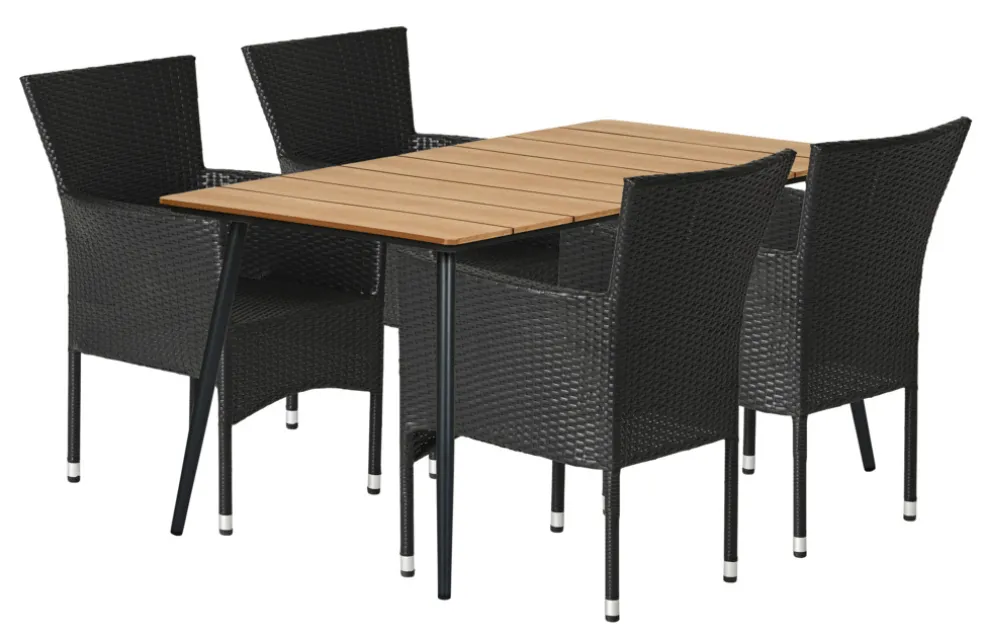 Trädgårdsbord Beijing 148 x 85 x 74 cm Svart/Teak Sunlife