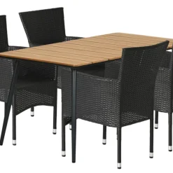 Trädgårdsbord Beijing 148 x 85 x 74 cm Svart/Teak Sunlife