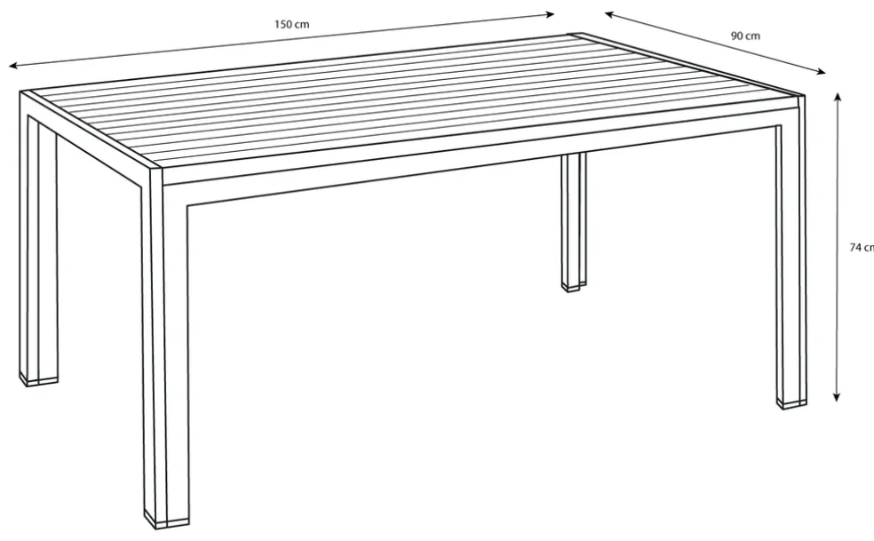 Trädgårdsbord Havanna 150 x 90 cm Sunlife