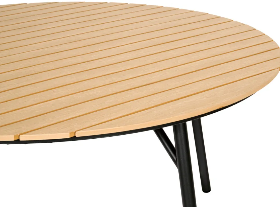 Trädgårdsbord Nebraska Svart/Teak Ø150 cm Sunlife