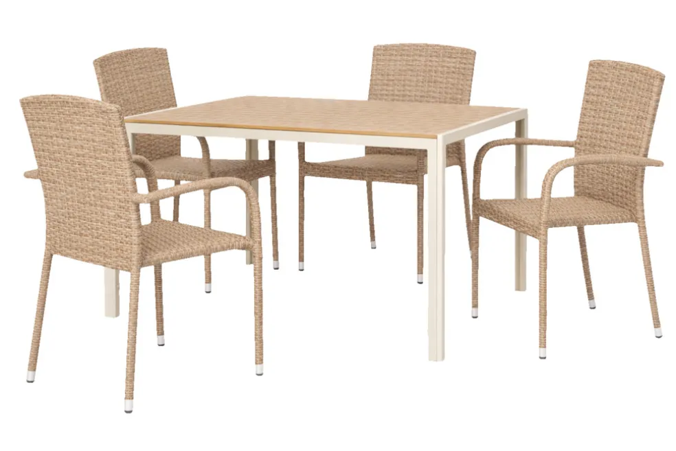 Trädgårdsbord Vermont Sandgrå/Teak 150 x 90 cm Sunlife