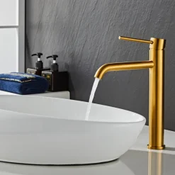 Tvättställsblandare Slim Vinkel Mässing 282 mm
