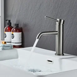Tvättställsblandare Slim Vinkel Gunmetall 183 mm