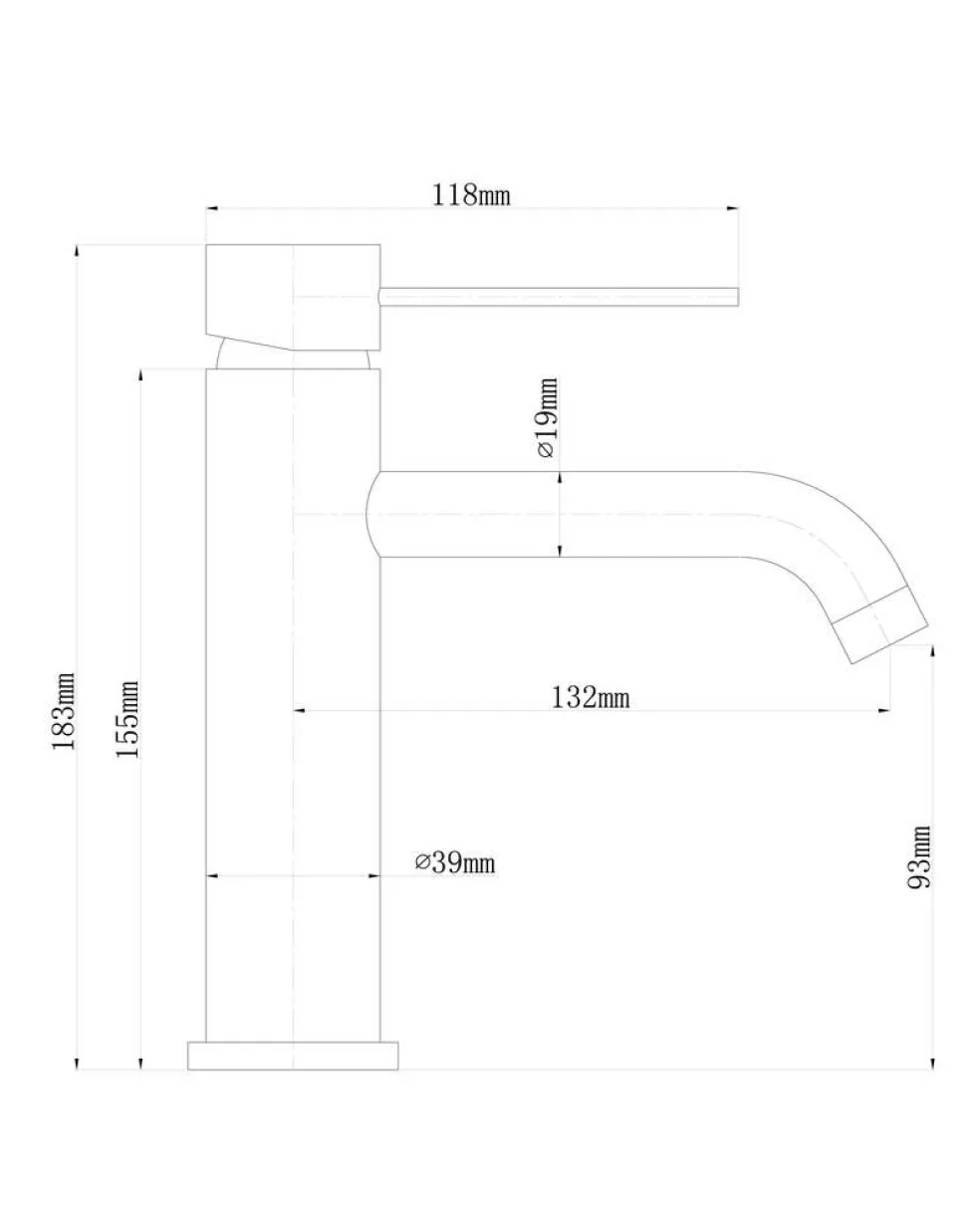 Tvättställsblandare Slim Vinkel Gunmetall 183 mm