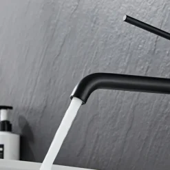 Tvättställsblandare Slim Vinkel Svart 282 mm