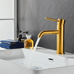 Tvättställsblandare Slim Vinkel Mässing 183 mm