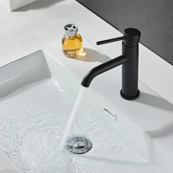 Tvättställsblandare Slim Vinkel Svart 183 mm