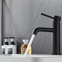 Tvättställsblandare Slim Vinkel Svart 183 mm