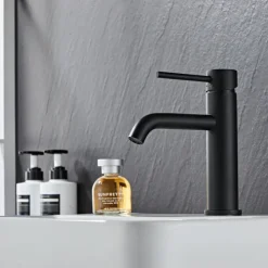 Tvättställsblandare Slim Vinkel Svart 183 mm