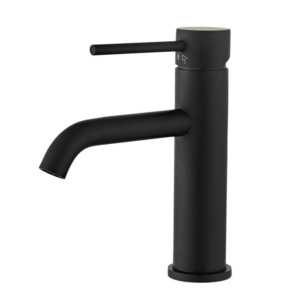 Tvättställsblandare Slim Vinkel Svart 183 mm
