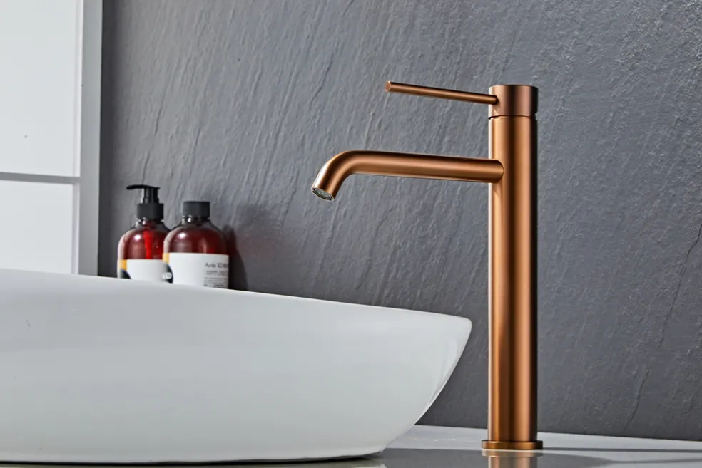 Tvättställsblandare Slim Vinkel Koppar 282 mm