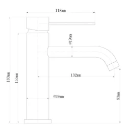 Tvättställsblandare Slim Vinkel Koppar 183 mm