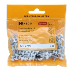 Vindskiveskruv C4 4,2 x 25 mm Vit 50-pack Heco