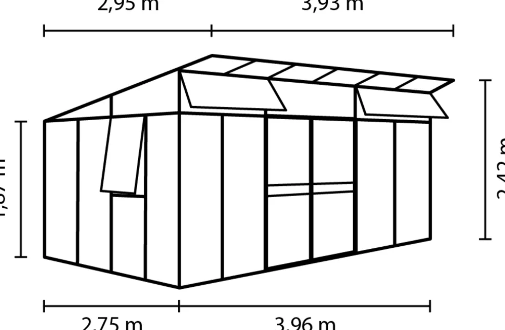 Växthus Aphrodite 11500 Svart Glas/Poly 11,5 m² Vitavia