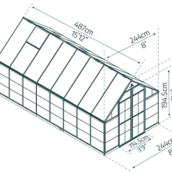 Växthus Balance 11,9 m² Mörkgrå Canopia by Palram