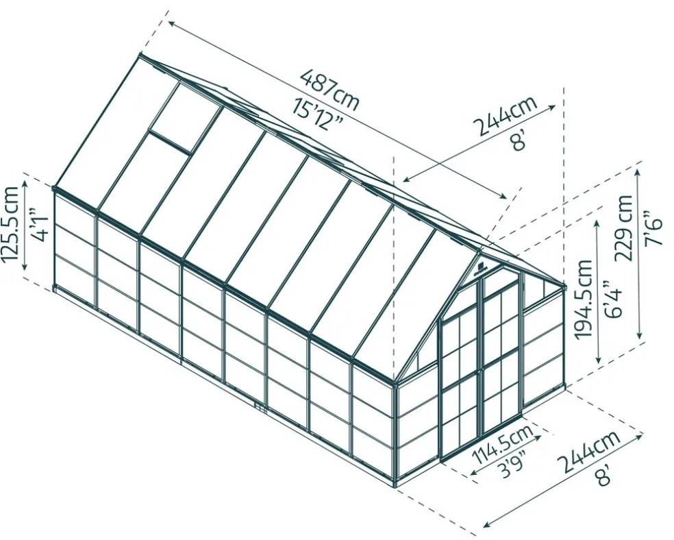 Växthus Balance 11,9 m² Mörkgrå Canopia by Palram