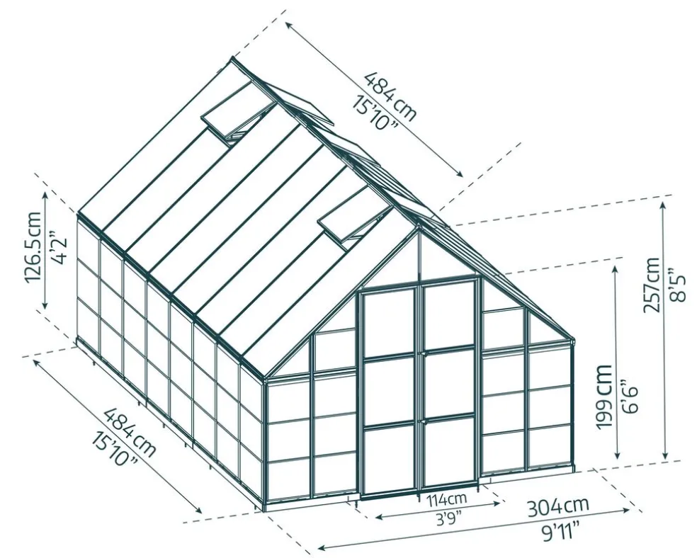 Växthus Balance 14,3 m² Silver Canopia by Palram