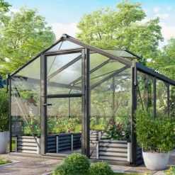 Växthus Deimos 8500 Svart Glas/Poly 8,5 m² Vitavia