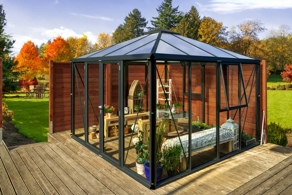 Växthus Fortuna 10200 Svart Glas/Poly 10,2 m² Vitavia