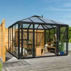 Växthus Fortuna 10200 Svart Glas/Poly 10,2 m² Vitavia