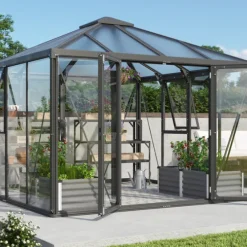 Växthus Fortuna 10200 Svart Glas/Poly 10,2 m² Vitavia