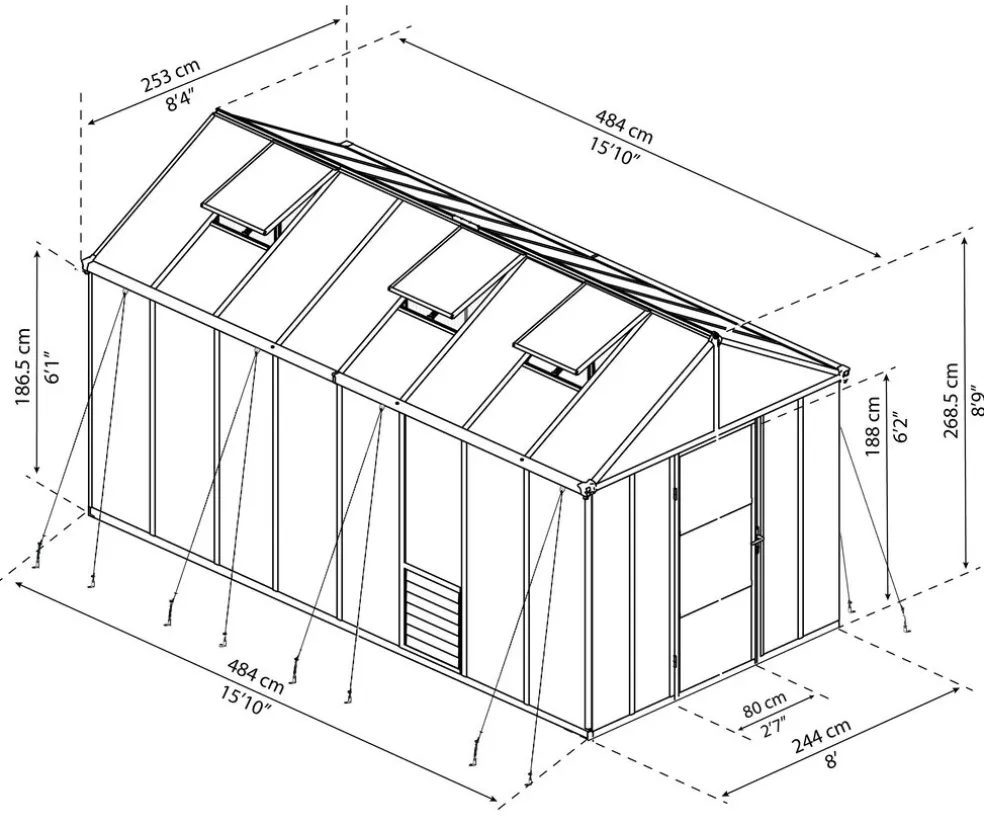 Växthus Glory Premium 12,2 m² Mörkgrå Canopia by Palram