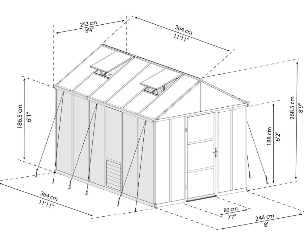 Växthus Glory Premium 9,2 m² Mörkgrå Canopia by Palram