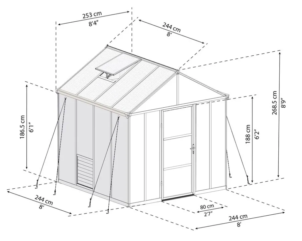 Växthus Glory Premium 6,2 m² Mörkgrå Canopia by Palram