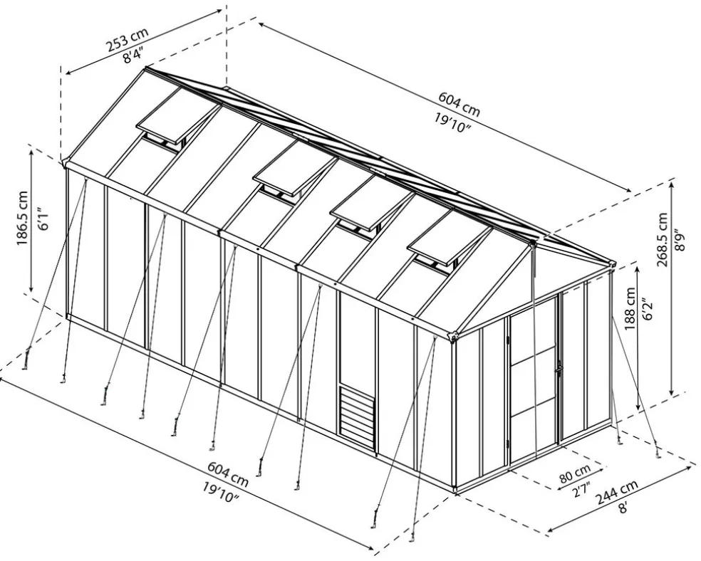 Växthus Glory Premium 15,3 m² Mörkgrå Canopia by Palram