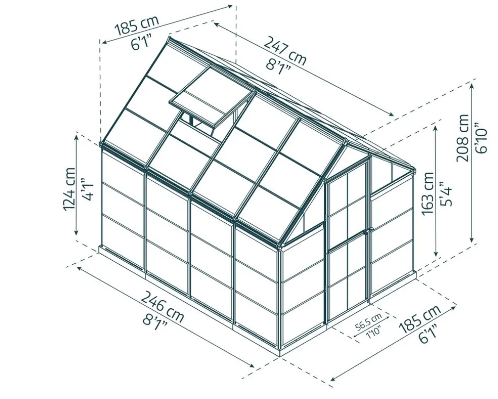 Växthus Harmony 4,6 m² Mörkgrå Canopia by Palram