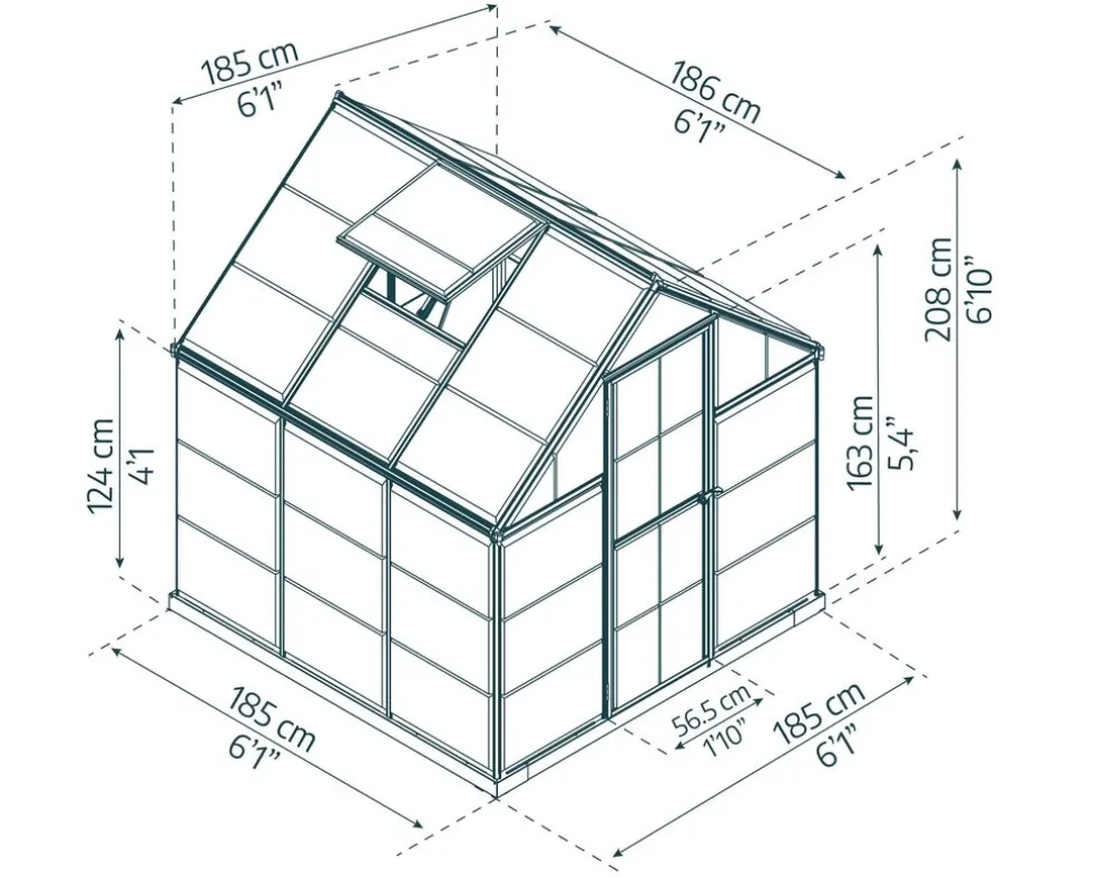 Växthus Harmony 3,4 m² Mörkgrå Canopia by Palram