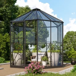 Växthus Hera 4500 Svart Glas Sockel 4,5 m² Vitavia