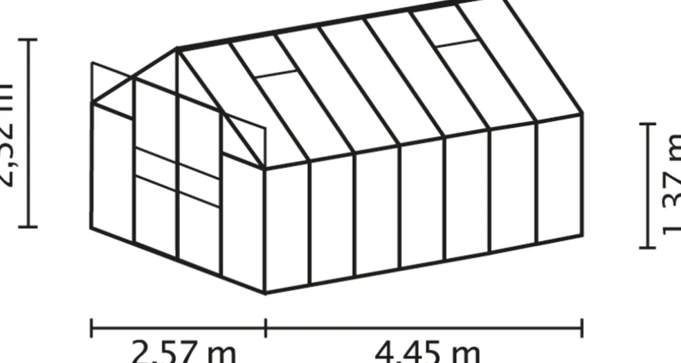 Växthus Mars 11500 Svart Glas Sockel 11,5 m² Vitavia