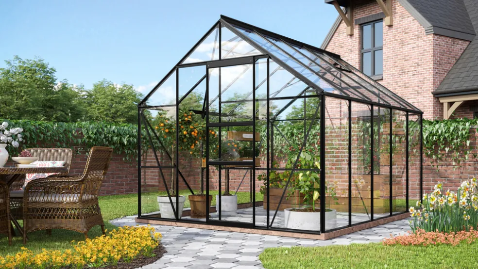Växthus Merkur 8300 Svart Glas Sockel 8,3 m² Vitavia