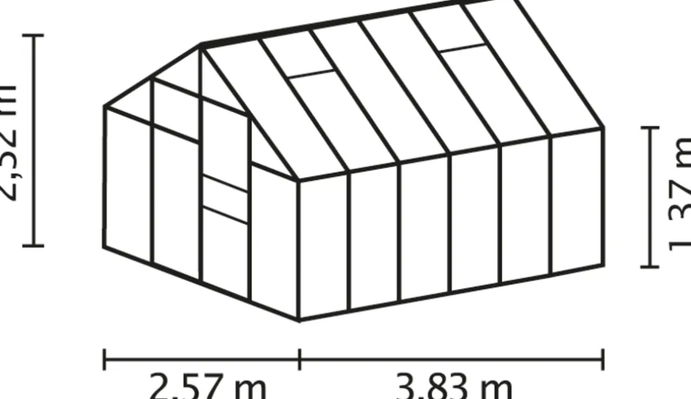 Växthus Merkur 9900 Svart Glas Sockel 9,9 m² Vitavia