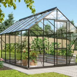Växthus Merkur 9900 Svart Glas Sockel 9,9 m² Vitavia