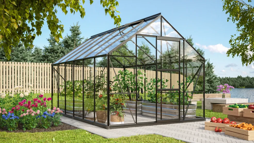 Växthus Merkur 9900 Svart Glas Sockel 9,9 m² Vitavia
