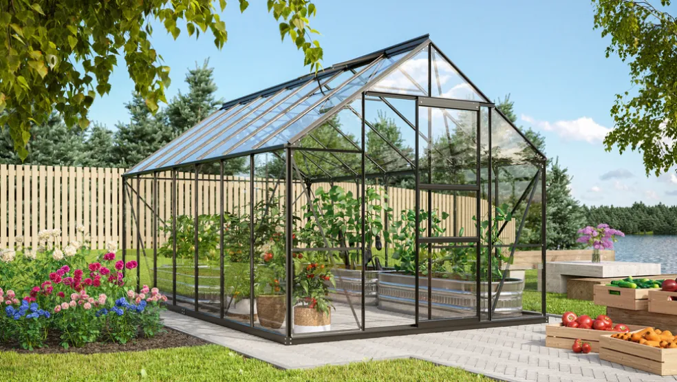 Växthus Merkur 11500 Svart Glas Sockel 11,5 m² Vitavia