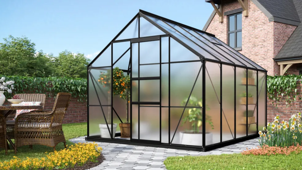 Växthus Merkur 8300 Svart Poly Sockel 8,3 m² Vitavia