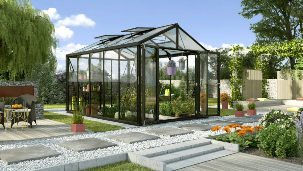 Växthus Poseidon 10000 Svart Glas/Poly 10 m² Vitavia