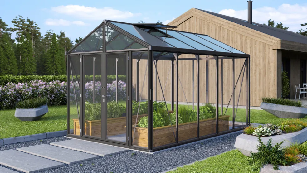 Växthus Poseidon 10000 Svart Glas/Poly 10 m² Vitavia
