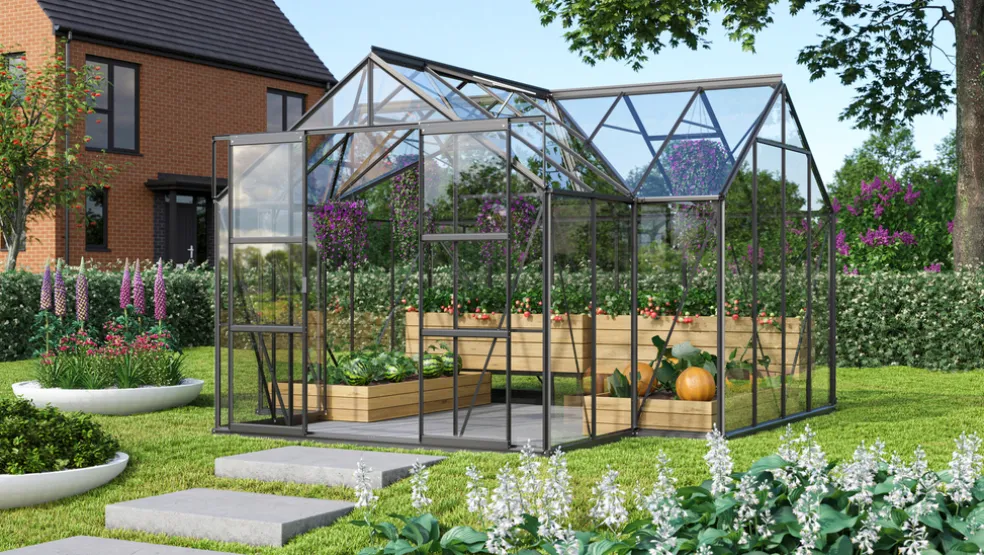 Växthus Sirius 13000 Svart Glas Sockel 13 m² Vitavia Vitavia